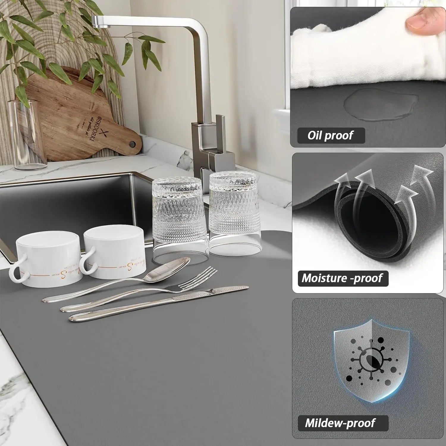 Mandala Print Diatomite Kitchen Drain Mat – Anti-Slip, Absorbent Countertop Pad