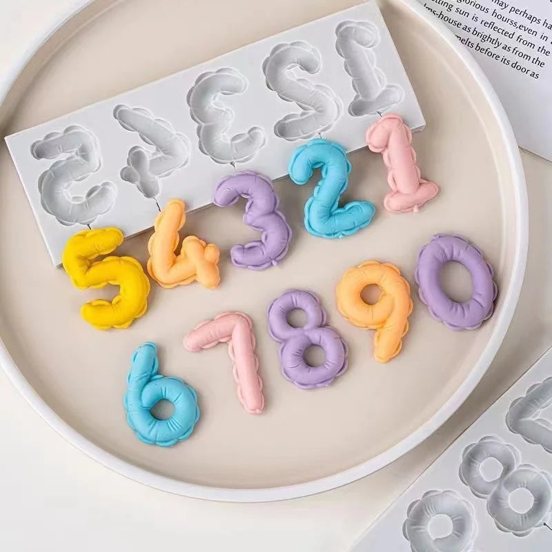 1PCS/2PCS DIY Number Fondant Cake Decorating Silicone Mould Lollipop Chocolate Baking Tool Resin Clay Handmade Gift Making Mold
