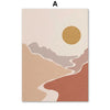 Boho Minimalist Terracotta & Beige Botanical Line Art Canvas Print