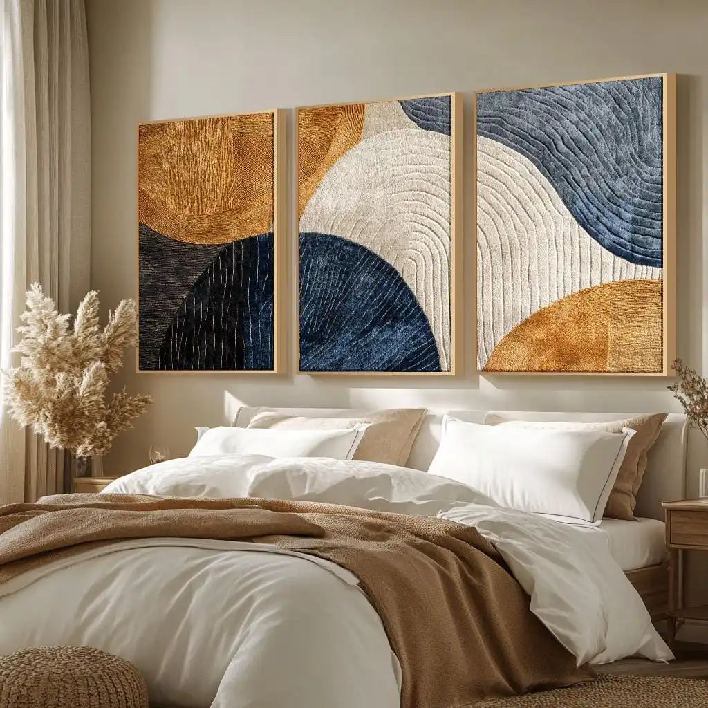 Japandi Triptych Nature Canvas Art Set – 3 Piece Abstract Wall Decor