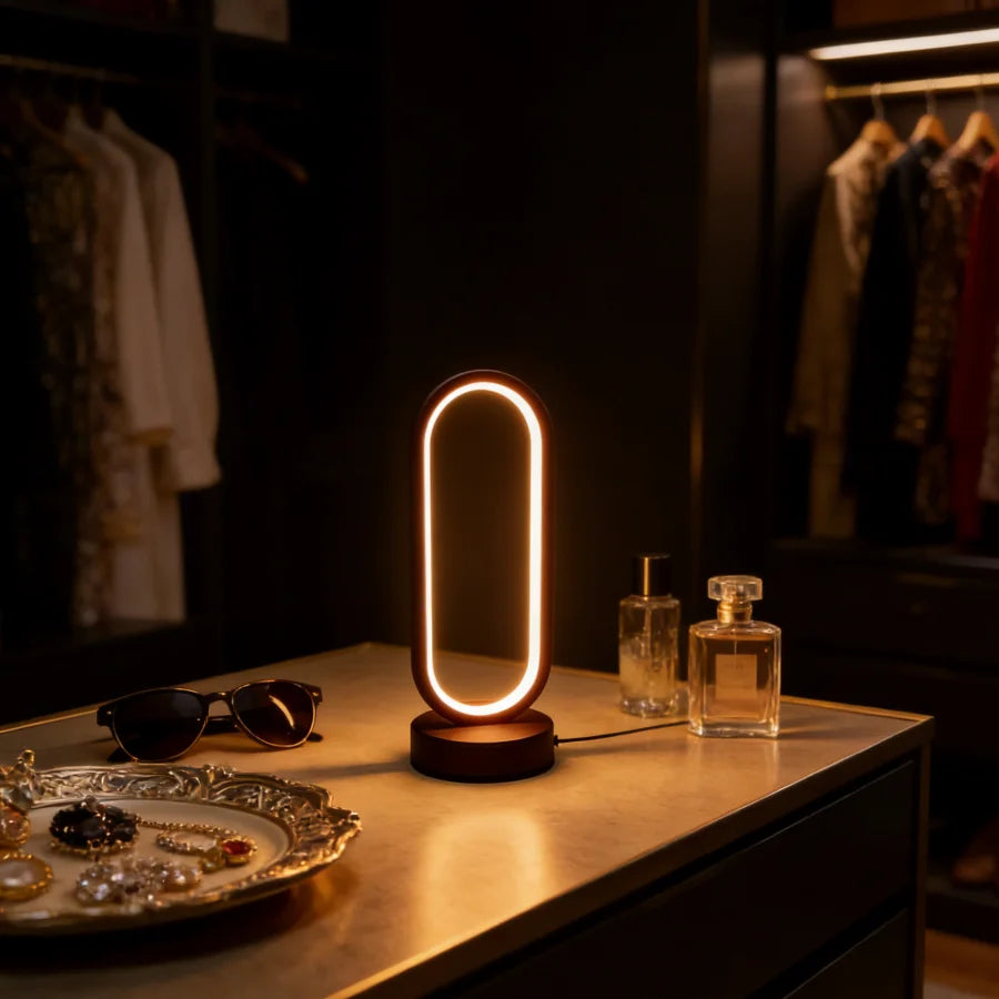 USB Dimmable Ring Table Lamp – LED Bedside Night Light