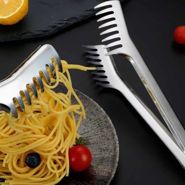 Stainless Steel Spaghetti & Noodle Tongs – 9 Inch Kitchen Serving Clip
