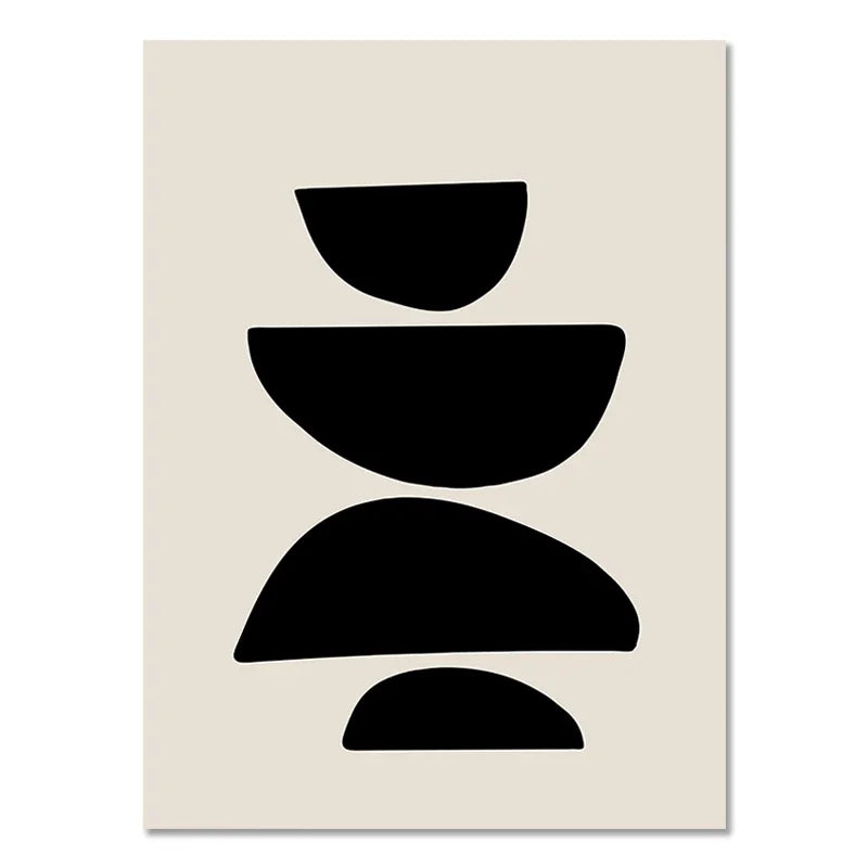 Abstract Boho Geometric Line Canvas Print – Black & Beige