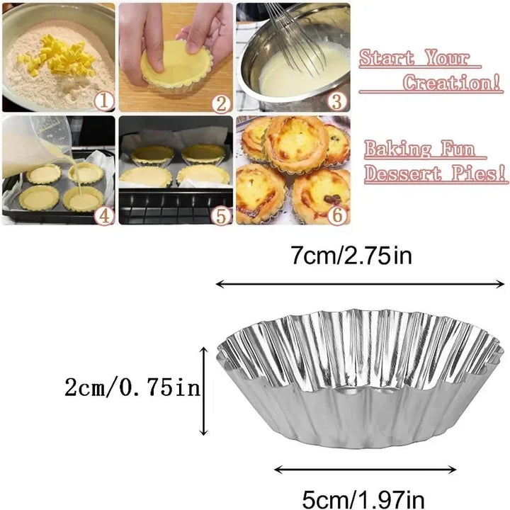 Aluminum 7cm Egg Tart Molds Stainless Steel Cupcake Mold Thickened Reusable Cake Cookie Mold Tin Kitchen Baking Tool cake mold