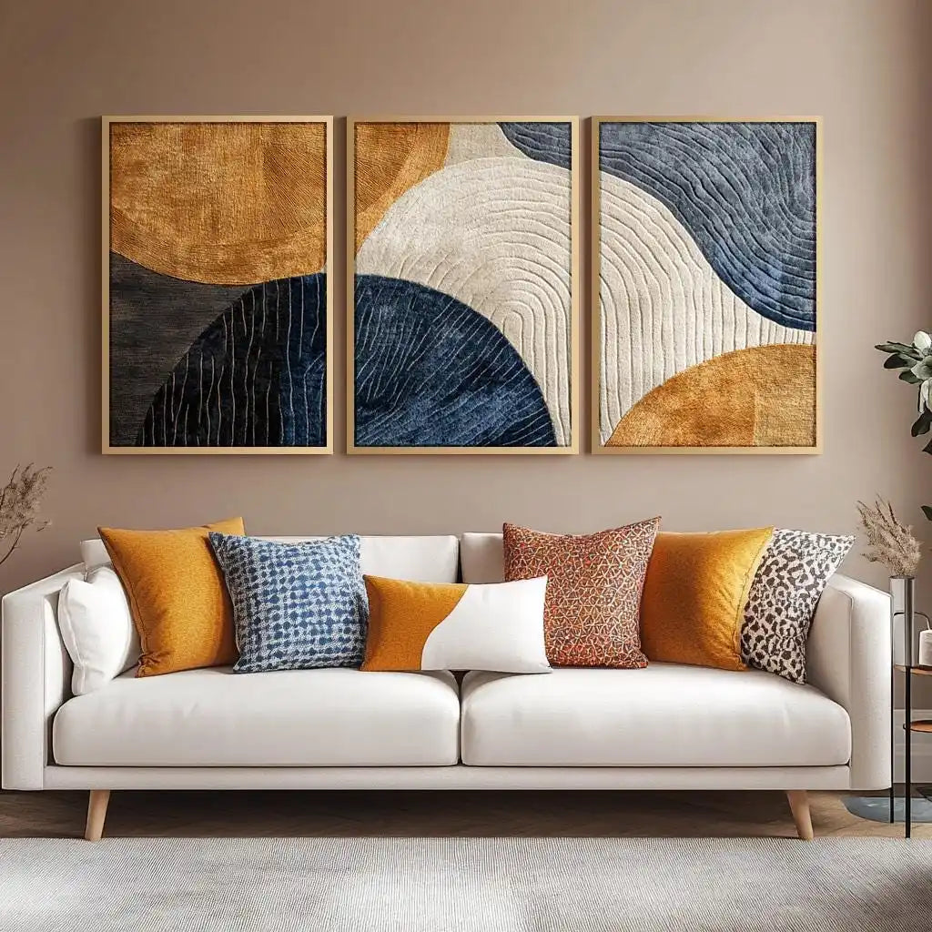 Japandi Triptych Nature Canvas Art Set – 3 Piece Abstract Wall Decor