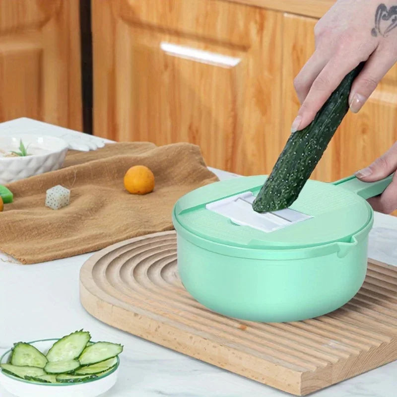 Multifunctional 9 in 1 Vegetable Chopper,, Kitchen Vegetable Slicer Cutter with Container, Carrot and Garlic Chopper with Peel