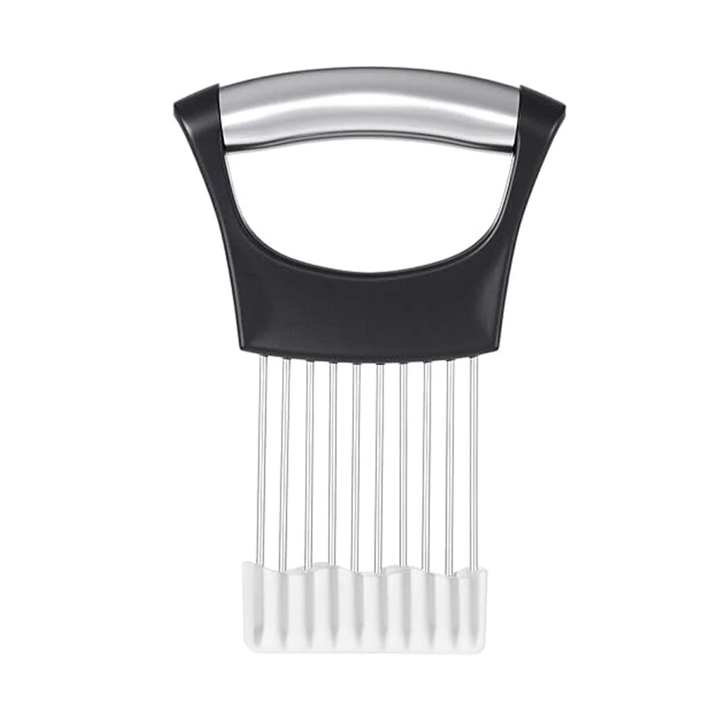 Stainless Steel Onion Cutter Holder Food Slicers Assistant Tomato Onion Slicer Holder Vegetables Cutting Fork Kitchen Gadgets