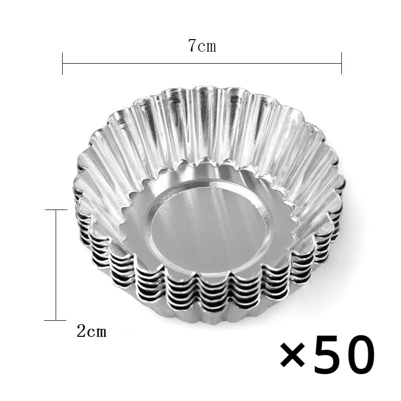 Aluminum 7cm Egg Tart Molds Stainless Steel Cupcake Mold Thickened Reusable Cake Cookie Mold Tin Kitchen Baking Tool cake mold