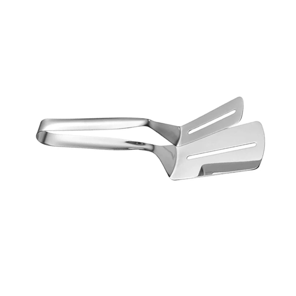 Stainless Steel Double-Sided Cooking Tongs – Spatula Clip for Steak, Fish & Pizza