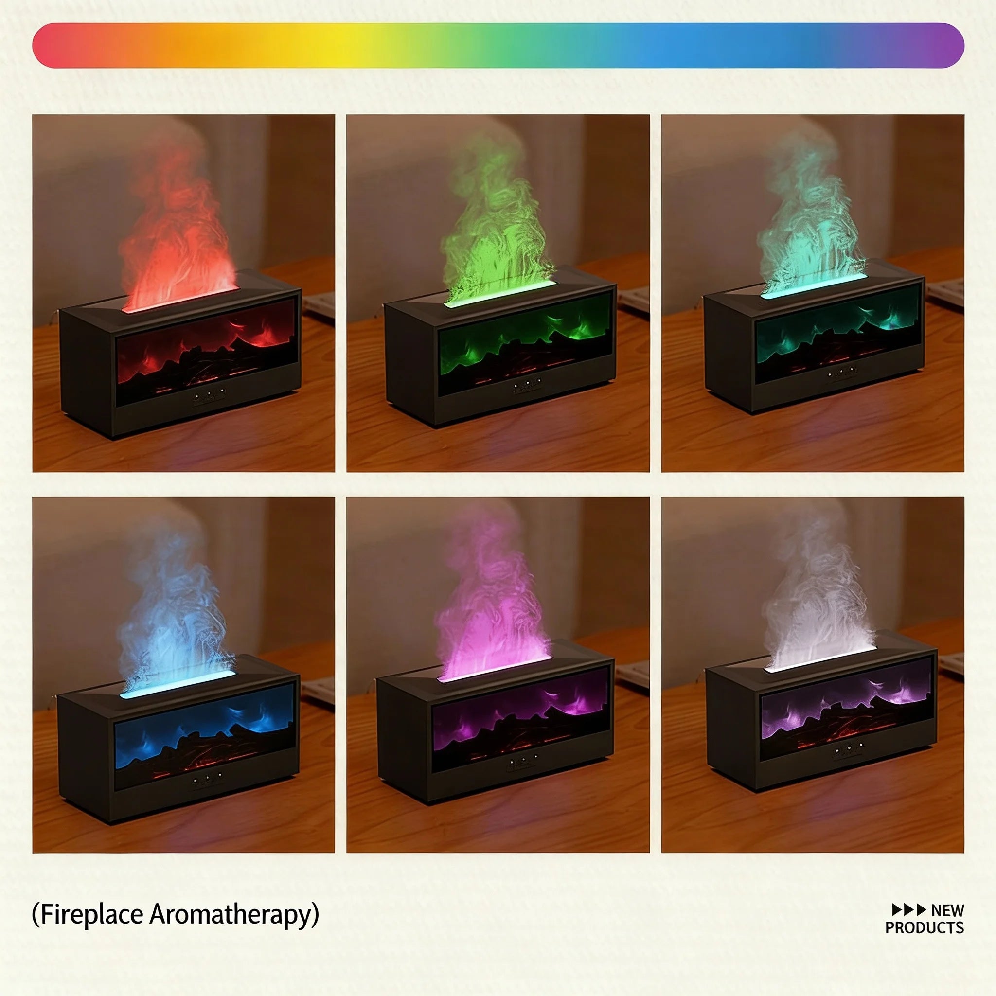 Fireplace Flame Aroma Diffuser with Remote – 7 LED Colors
