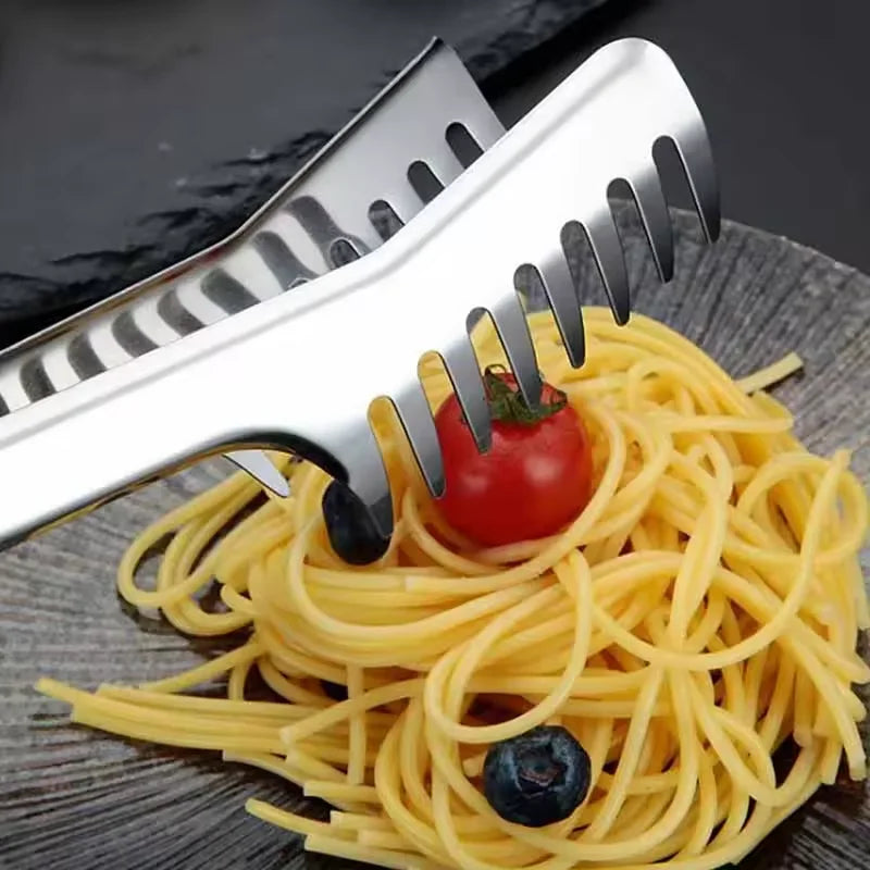 Stainless Steel Spaghetti & Noodle Tongs – 9 Inch Kitchen Serving Clip
