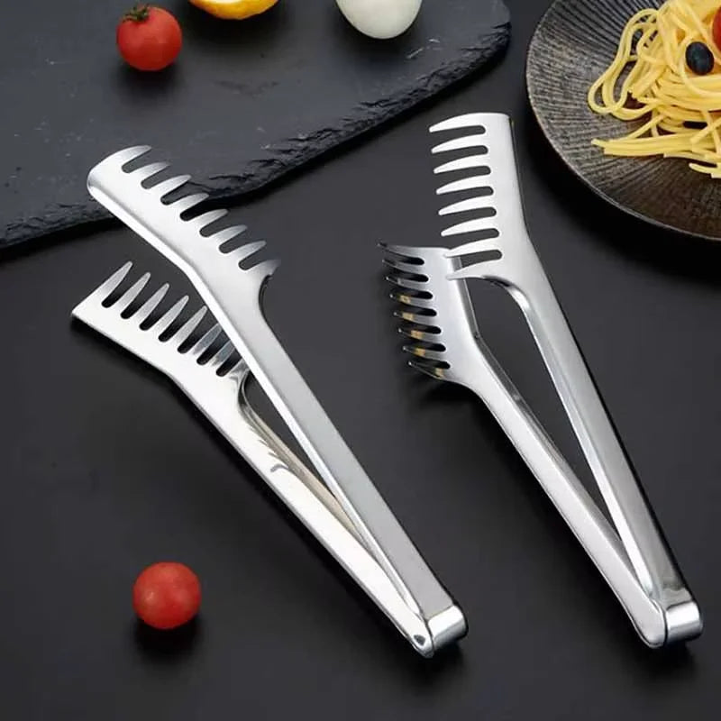Stainless Steel Spaghetti & Noodle Tongs – 9 Inch Kitchen Serving Clip