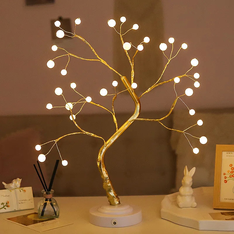 36 LED Ball Table Lamp Switch Christmas Tree Fairy Light Night Lights Home DIY Party Wedding Bedroom Christmas Decoration Gift