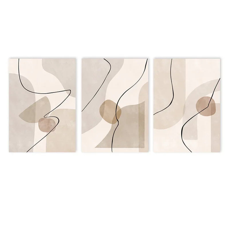 Abstract Boho Geometry Line Canvas Prints – Set of 3