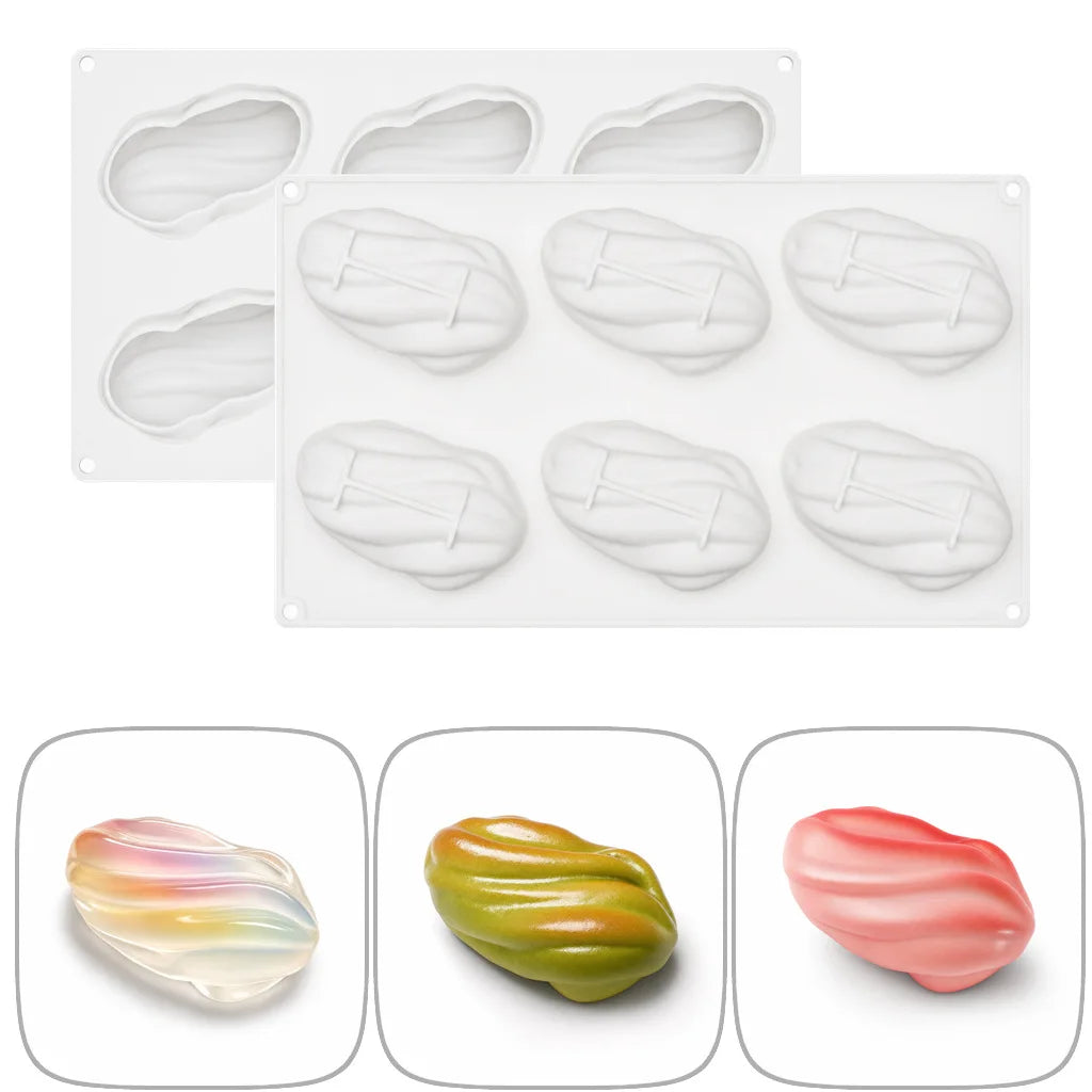 4 6 12-Cell Pistachios Design Silicone Chocolate Mold Food Grade Mousse Cake Mould Kitchen Bakeware Party Dessert Baking Tools