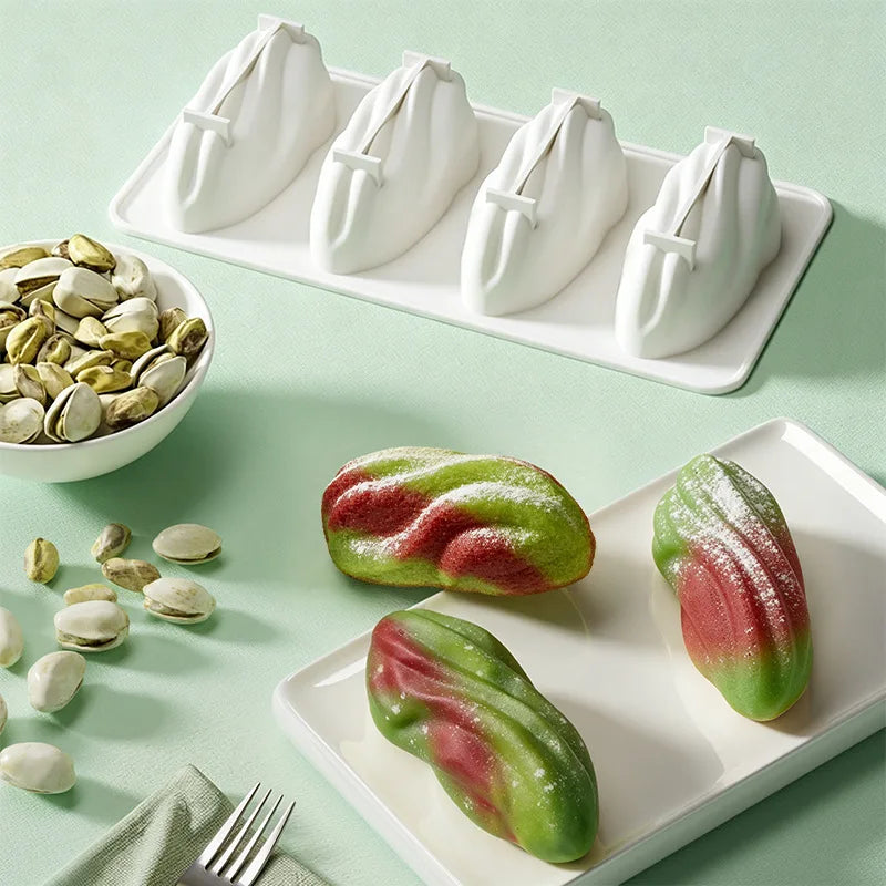 4 6 12-Cell Pistachios Design Silicone Chocolate Mold Food Grade Mousse Cake Mould Kitchen Bakeware Party Dessert Baking Tools