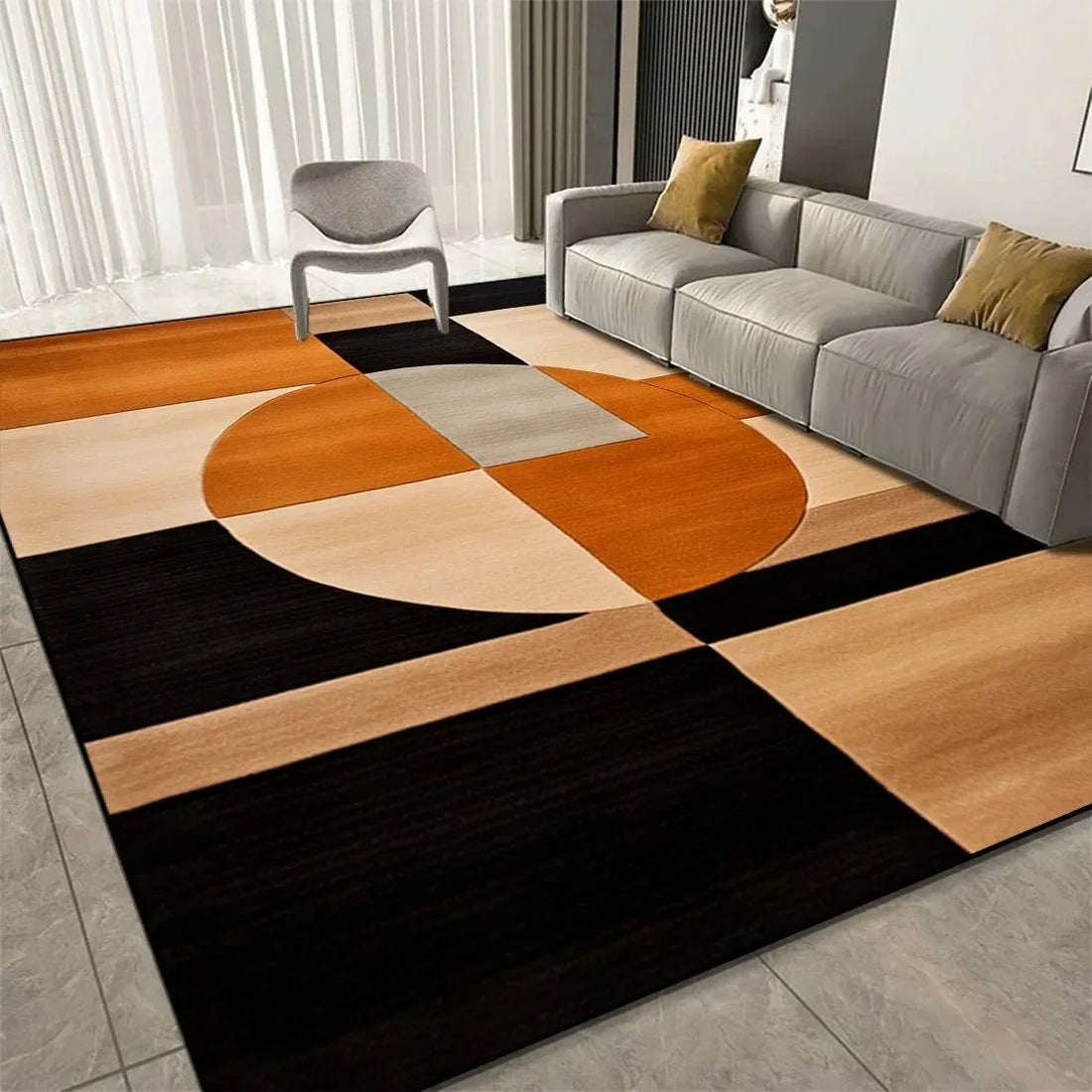 Geometric Print Area Rug – Soft Washable Floor Carpet