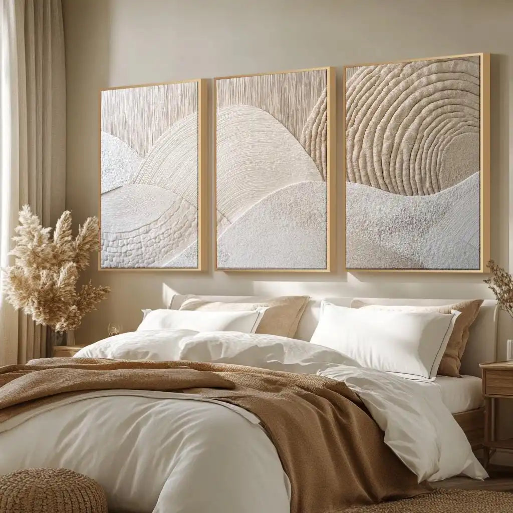 Japandi Triptych Nature Canvas Art Set – 3 Piece Abstract Wall Decor