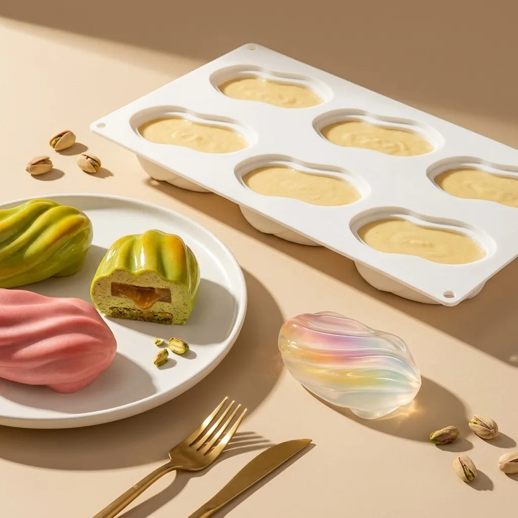 4 6 12-Cell Pistachios Design Silicone Chocolate Mold Food Grade Mousse Cake Mould Kitchen Bakeware Party Dessert Baking Tools