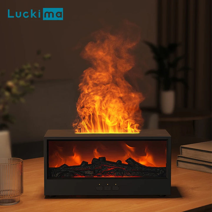 Fireplace Flame Aroma Diffuser with Remote – 7 LED Colors
