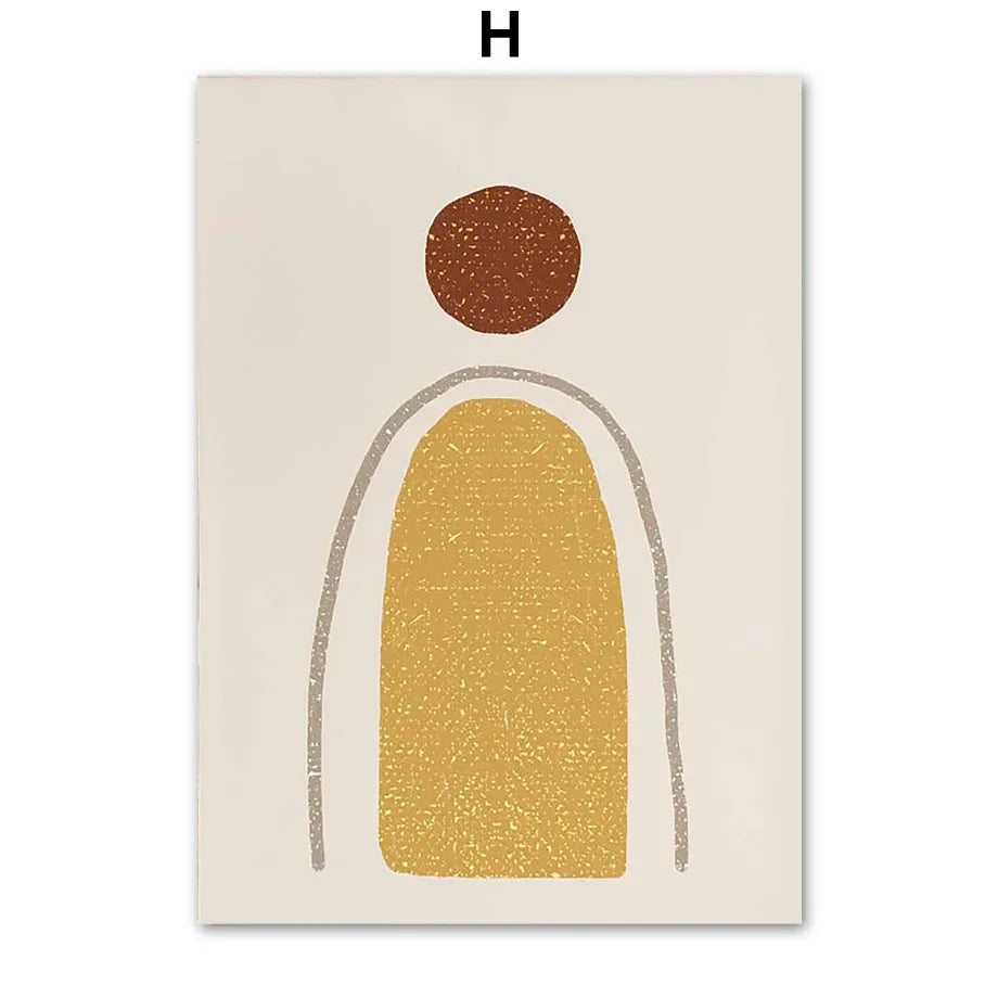 Boho Minimalist Terracotta & Beige Botanical Line Art Canvas Print