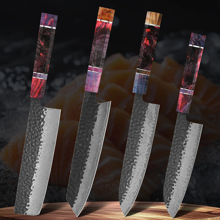 Damascus Steel Kitchen Knife Set – 67-Layer Japanese Chef Knives, 1–4 Pcs
