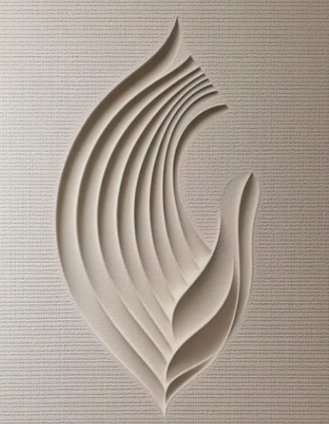 Abstract 3D Relief Beige Geometric Canvas Print – Wabi-Sabi Style