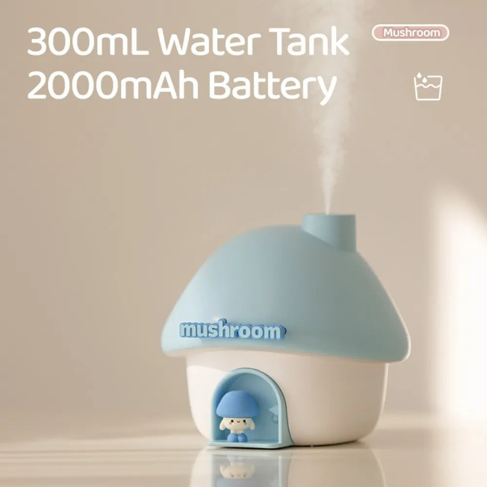 Mushroom House Humidifier – 300ml Aroma Diffuser with Color Light