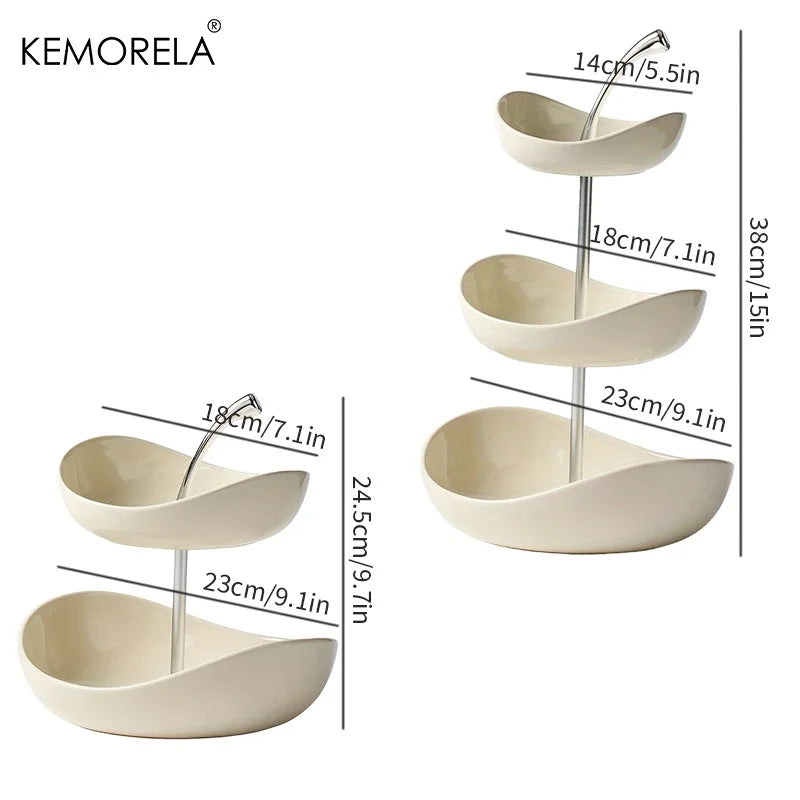 Ceramic 2 or 3-Tier Fruit & Dessert Platter – Elegant Home & Salon Display Stand