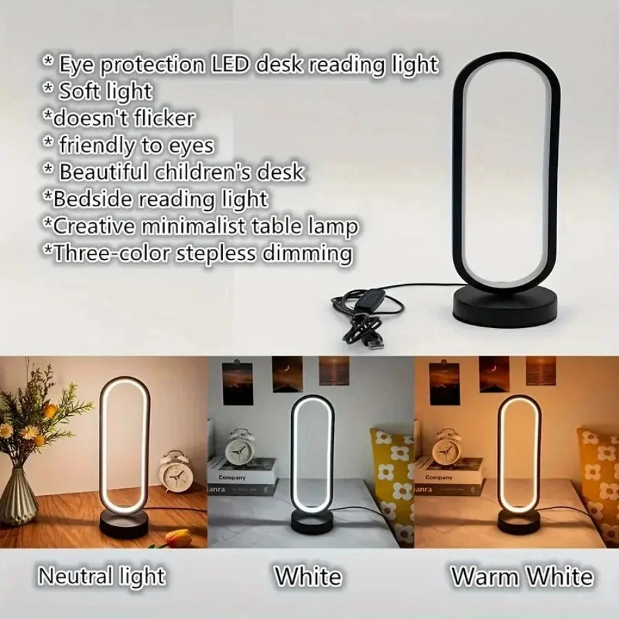 USB Dimmable Ring Table Lamp – LED Bedside Night Light