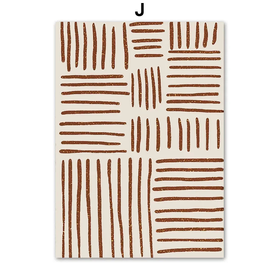 Boho Minimalist Terracotta & Beige Botanical Line Art Canvas Print