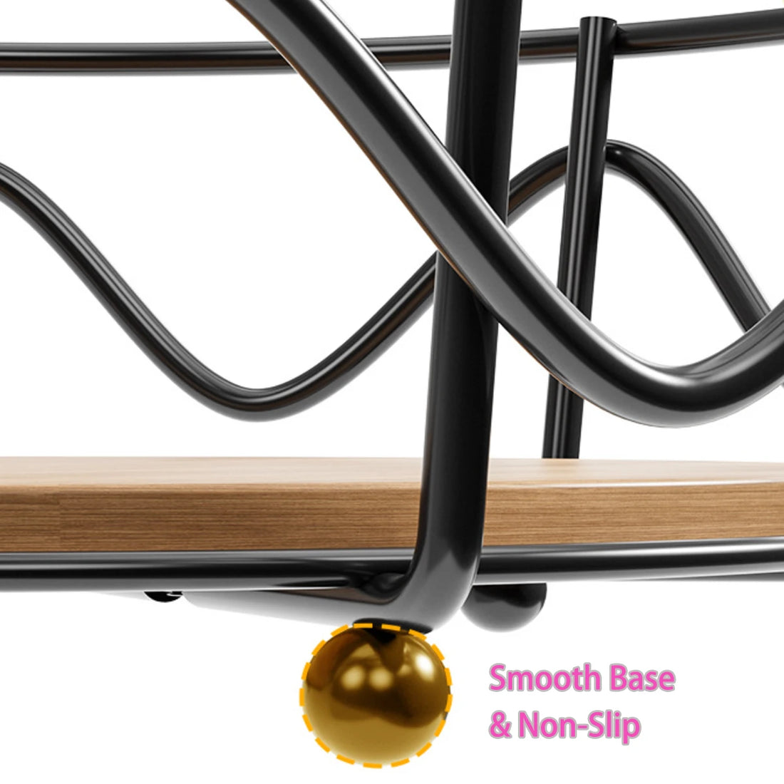 2-Tier Metal Fruit Basket with Banana Hanger & Wooden Base – Countertop Organiser
