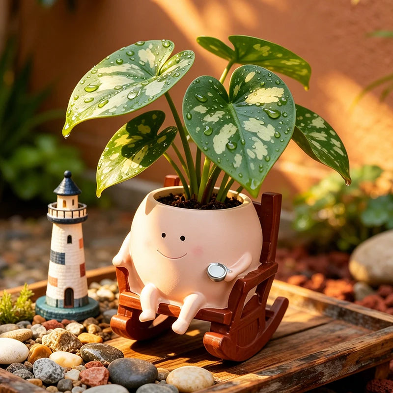 Ghost in Rocking Chair Resin Succulent Planter – Cute Desktop Pot