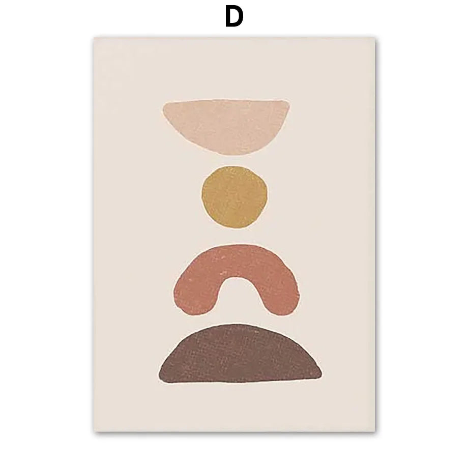 Boho Minimalist Terracotta & Beige Botanical Line Art Canvas Print