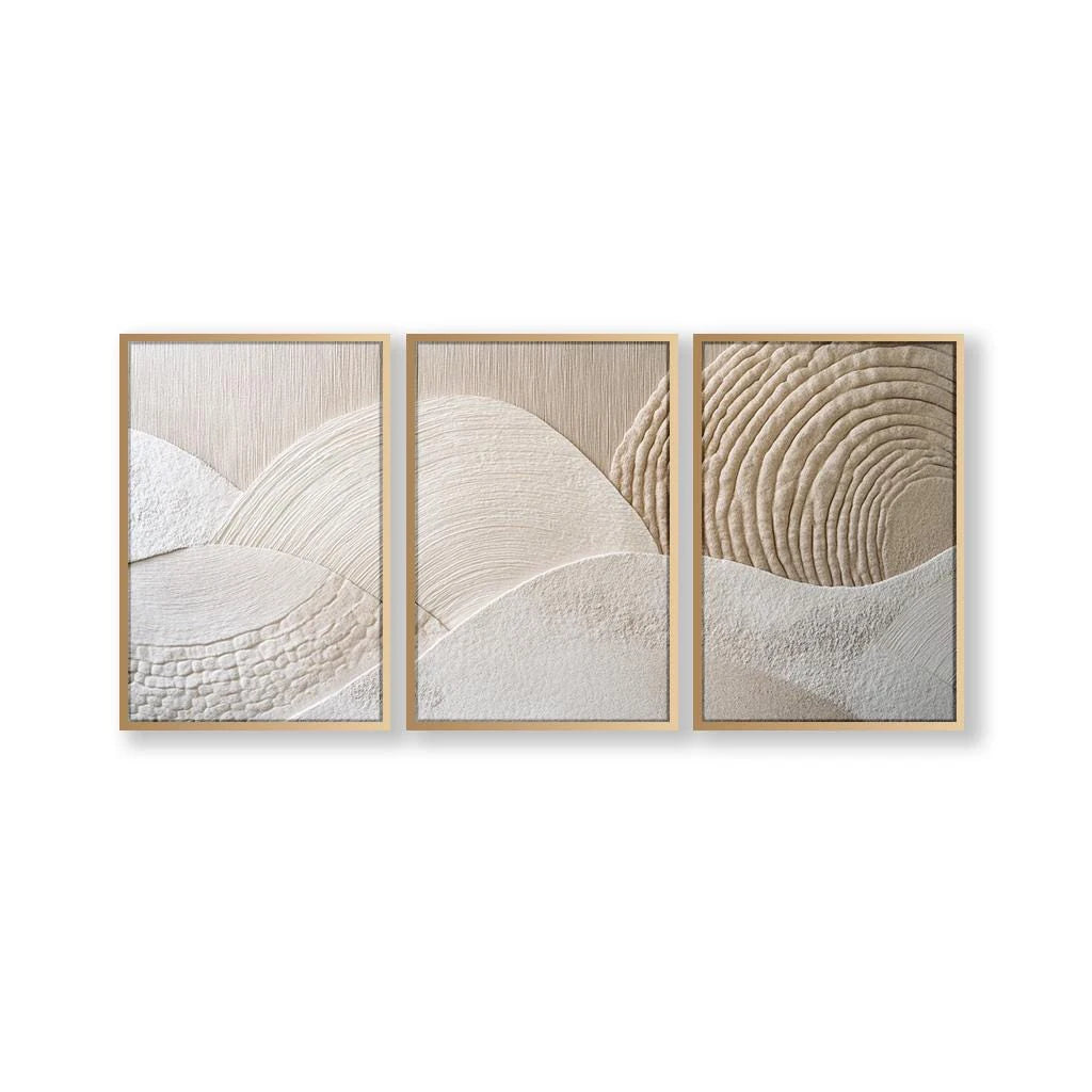 Japandi Triptych Nature Canvas Art Set – 3 Piece Abstract Wall Decor