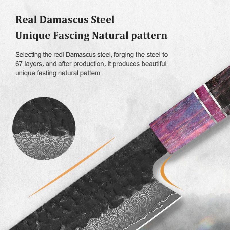 Damascus Steel Kitchen Knife Set – 67-Layer Japanese Chef Knives, 1–4 Pcs
