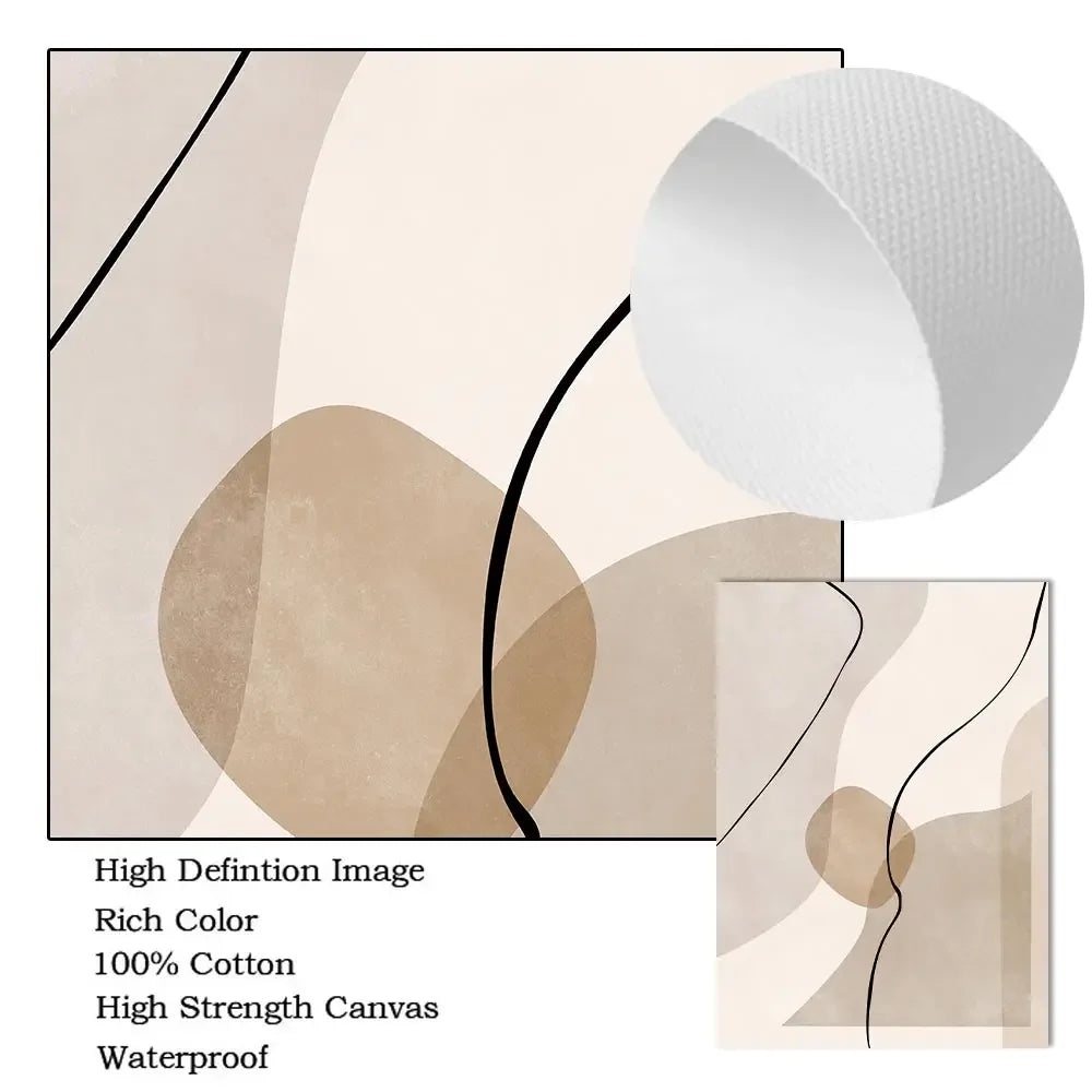 Abstract Boho Geometry Line Canvas Prints – Set of 3