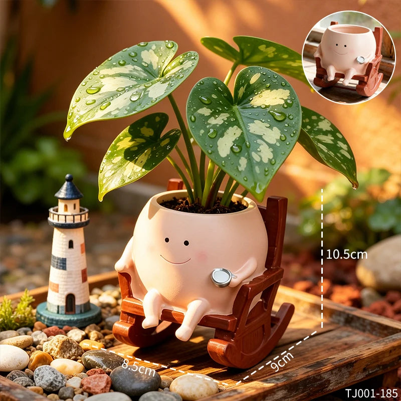 Ghost in Rocking Chair Resin Succulent Planter – Cute Desktop Pot