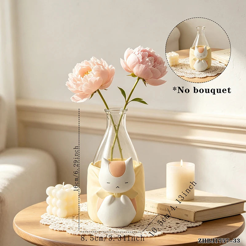 Sleepy Chubby Cat Resin Succulent Planter – Cute Desktop Flower Pot