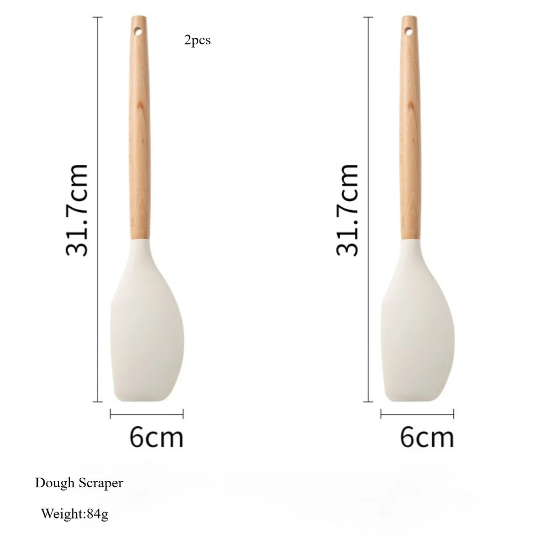White Silicone & Wooden Handle Kitchen Utensils Set – 2 or 12 Pcs