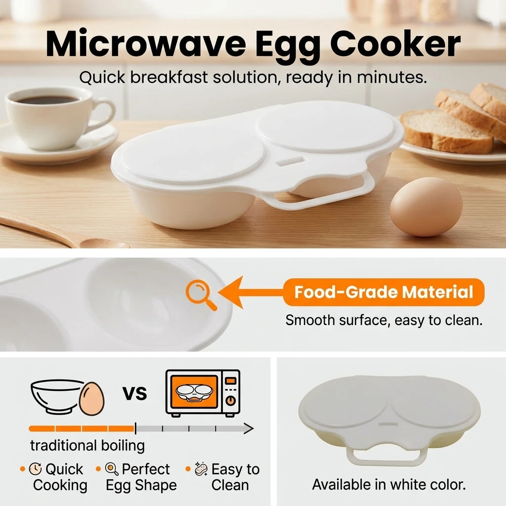 Egg Steamer Microwave Egg Cooker for Home Kitchen Dorm Office Meal Prep Food Grade PP Plastic Breakfast Mold Gray