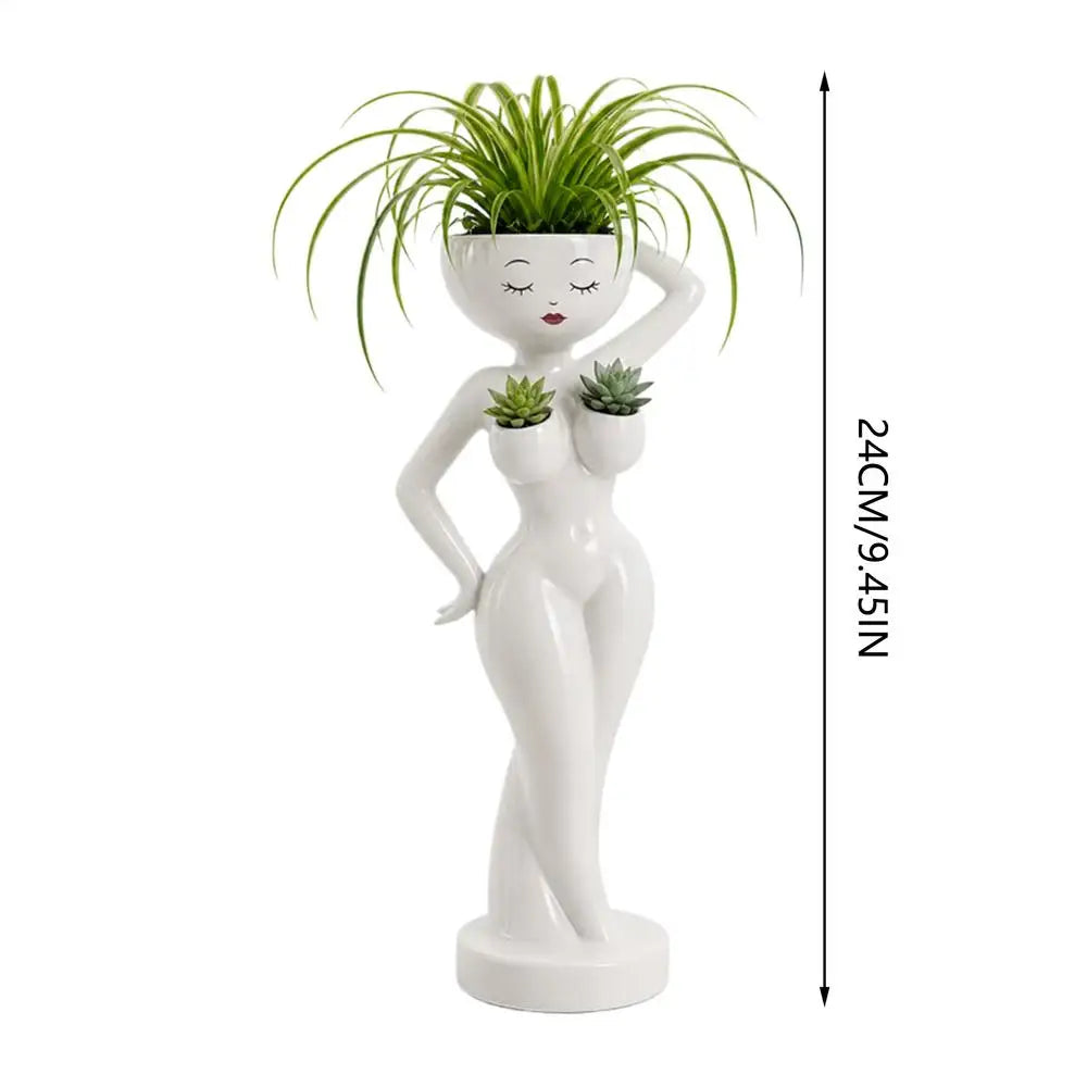 Funny Cactus Pot Female Body Planter Resin Mini Succulents Holder for Desktop Garden Home Office Living Room Windowsill Decor