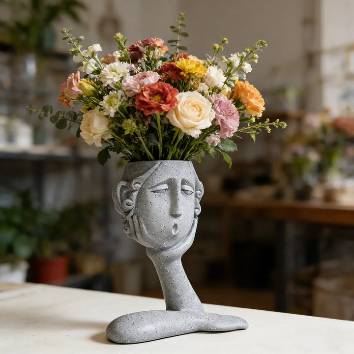 Pensive Girl Face Resin Planter – Aesthetic Sculpture Flower Pot