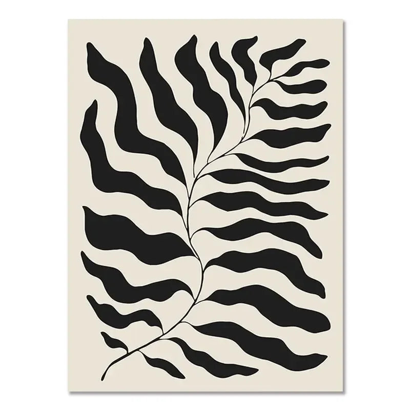 Abstract Boho Geometric Line Canvas Print – Black & Beige