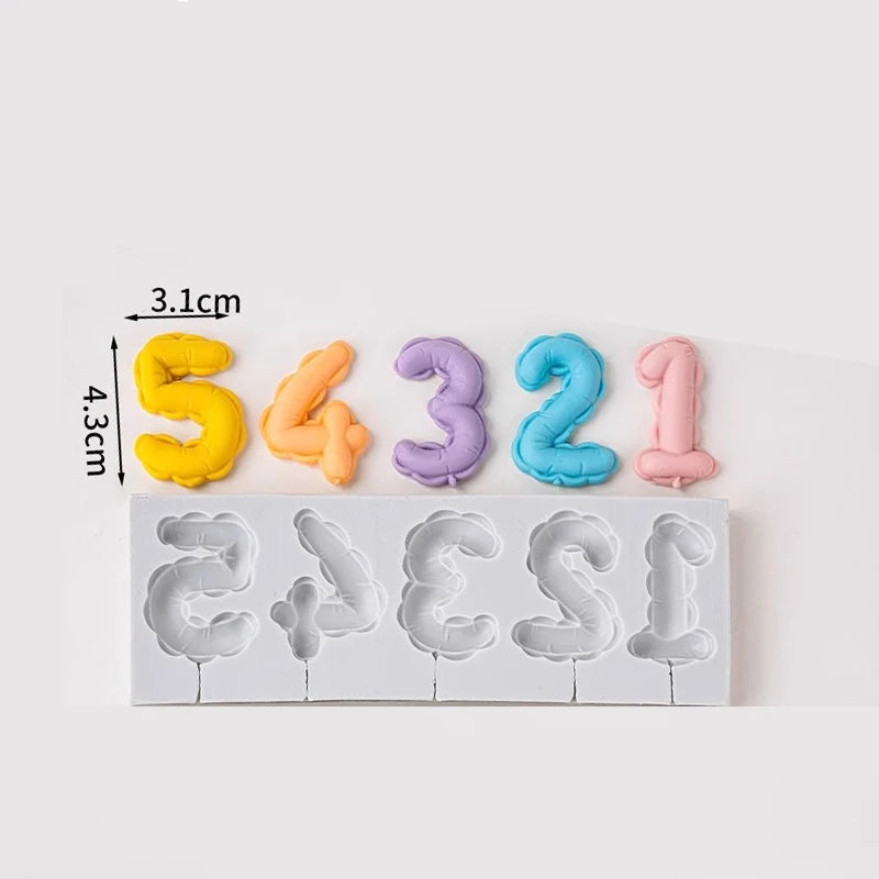 1PCS/2PCS DIY Number Fondant Cake Decorating Silicone Mould Lollipop Chocolate Baking Tool Resin Clay Handmade Gift Making Mold