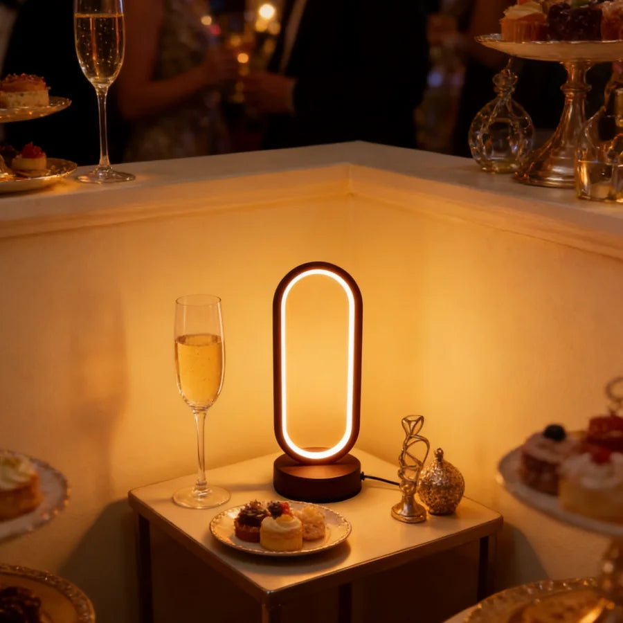USB Dimmable Ring Table Lamp – LED Bedside Night Light
