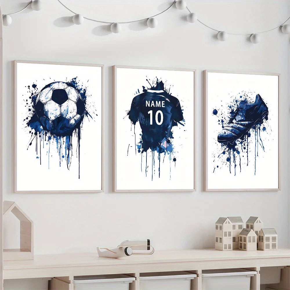 Personalized Soccer Canvas Poster Set – 3 Piece Wall Art