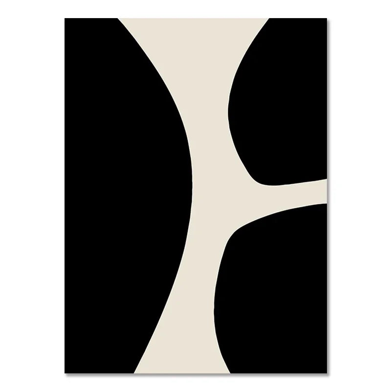 Abstract Boho Geometric Line Canvas Print – Black & Beige