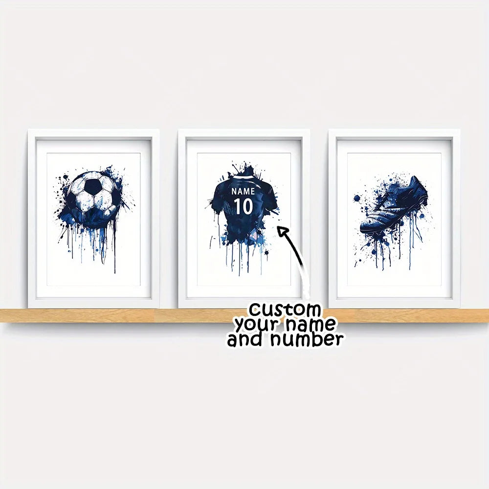 Personalized Soccer Canvas Poster Set – 3 Piece Wall Art