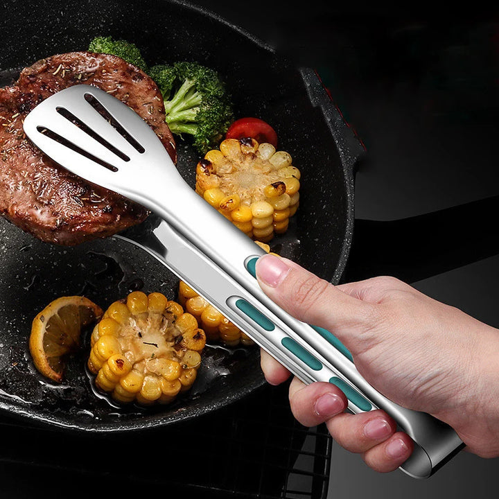 Stainless Steel Non-Slip Food Tongs – Serving Clip for BBQ, Salad & Buffet